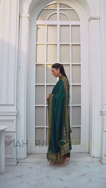 Emerald Grace Premium Embroidered Suit Set with Heavy Designer Dupatta